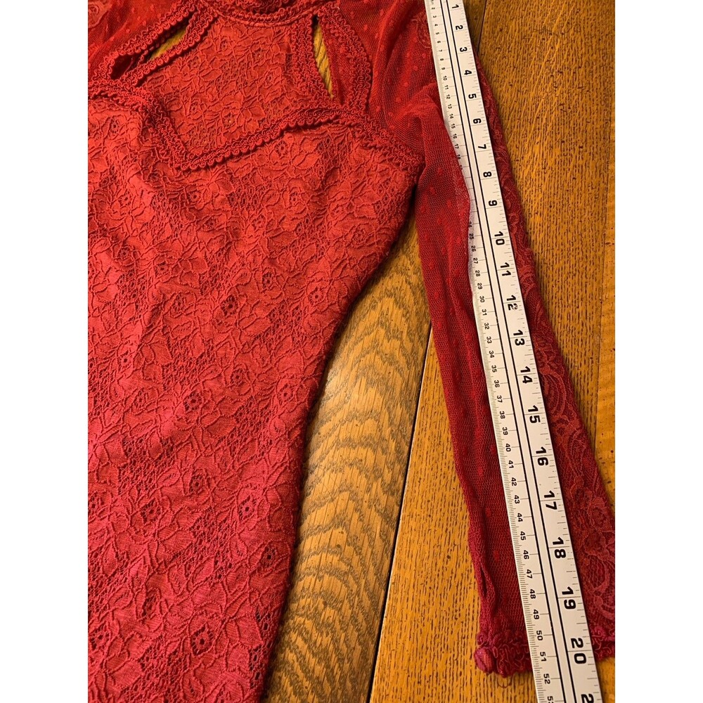 Free People Witchy Red Lacy Dress Cocktail Party Whimsigoth Small Sexy Vamp - Picture 14 of 16